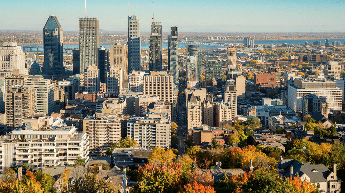 View of Montreal, its towers and central neighbourhoods